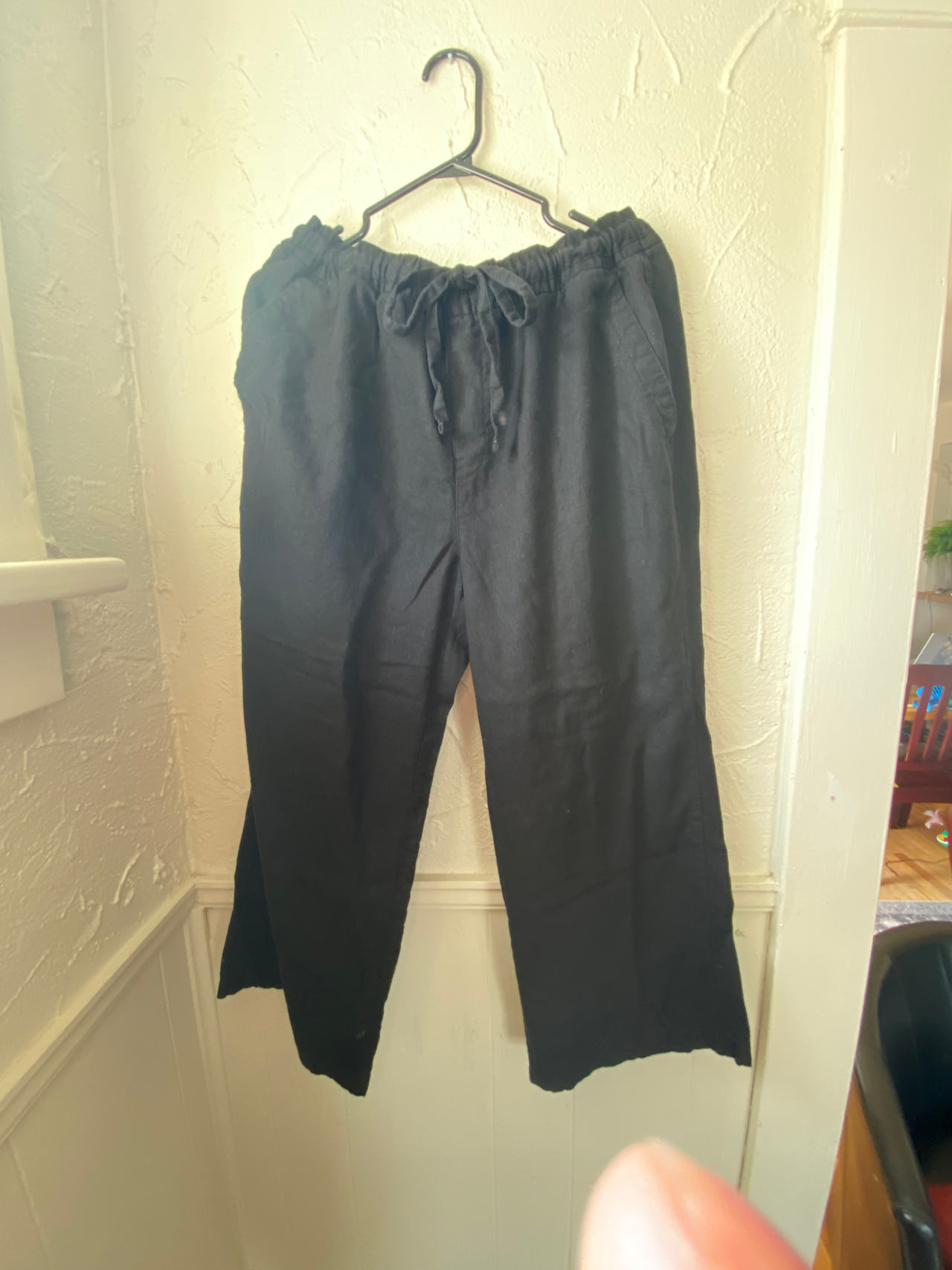 Black Linen Drawstring Pants