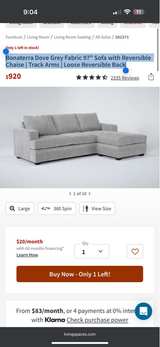 Living spaces Bonaterra Dove Grey 97" Queen Sleeper Sofa with Reversible Chaise  - Image 4