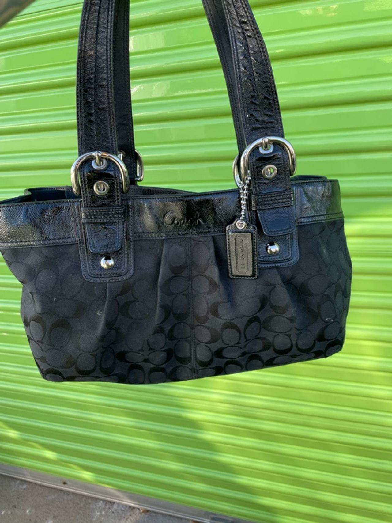 Coach Soho Pleated Black Canvas Tote