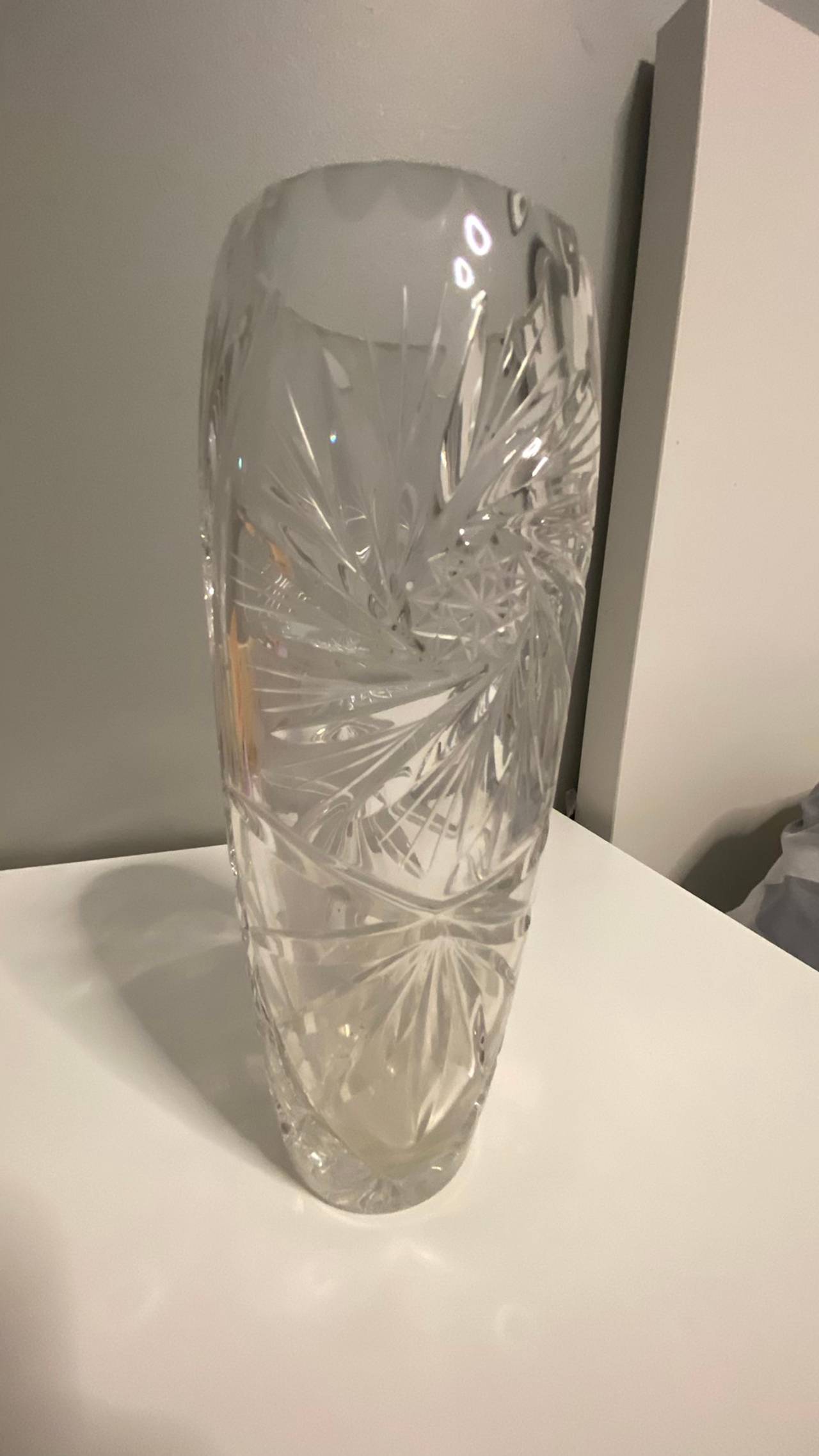 Pinwheel Cut Crystal Vase