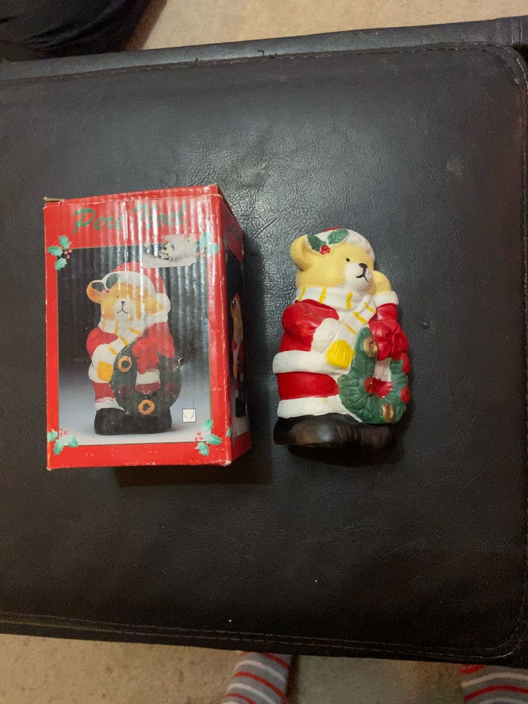 Ceramic Santa Figurine Holding Tree 16.5" Tall