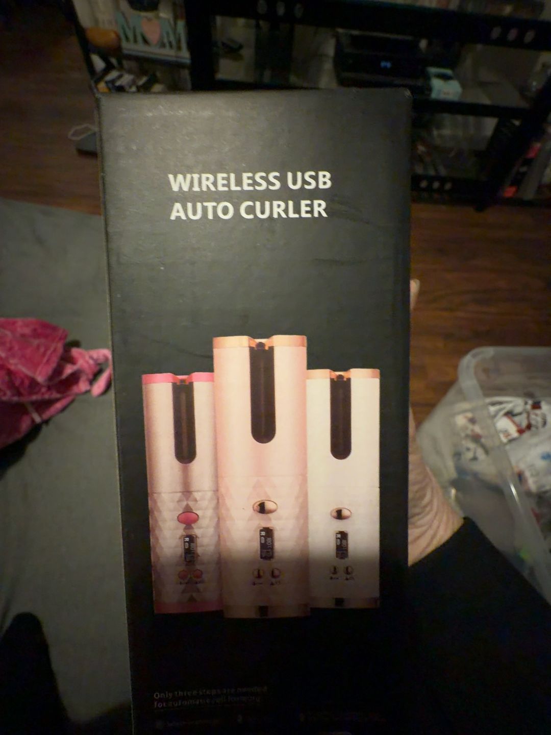 Generic Wireless USB Auto Curler Gray Pink