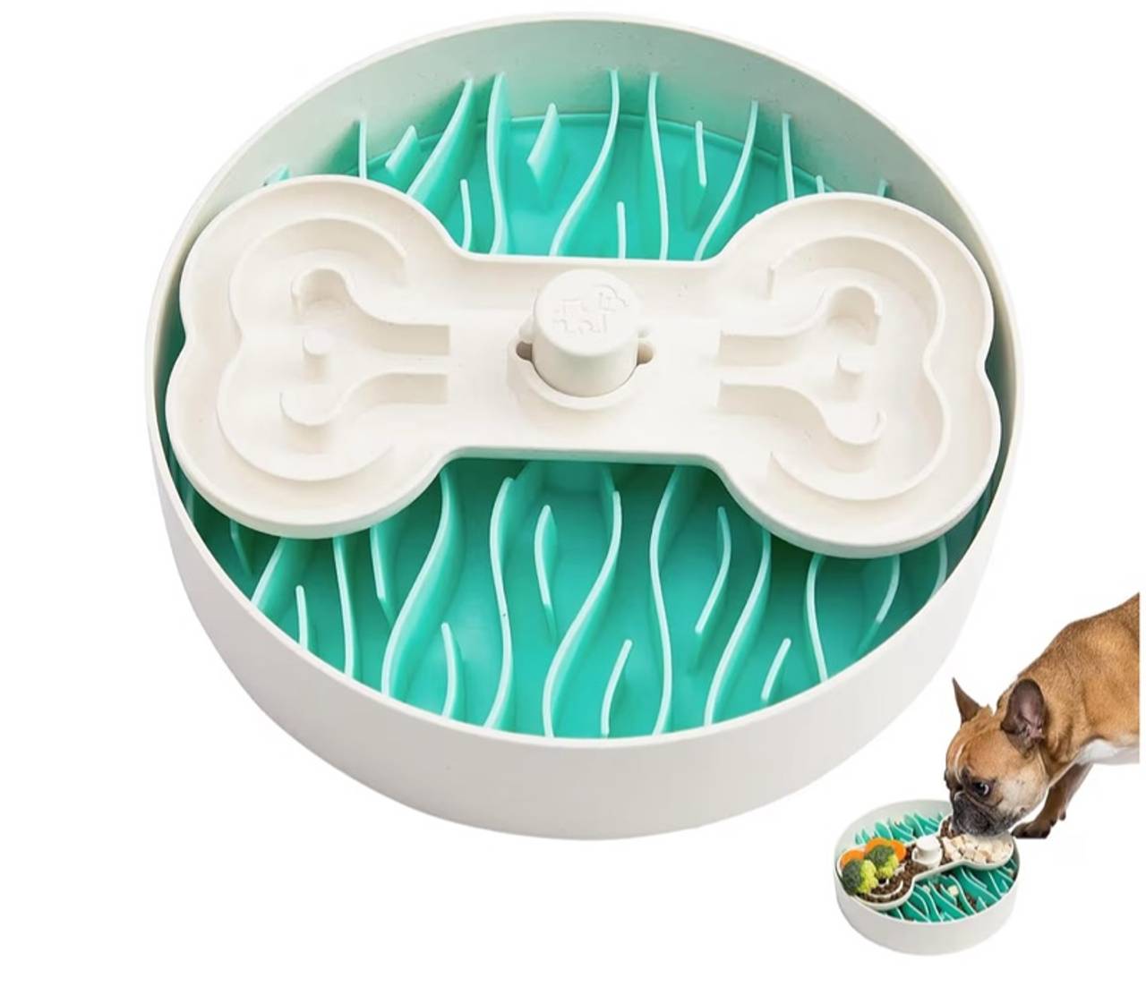 Puzzle Feeder Slow Feeder Dog Bowl - 9.8 Inches, Dry, Wet & Raw Food, Mealtime