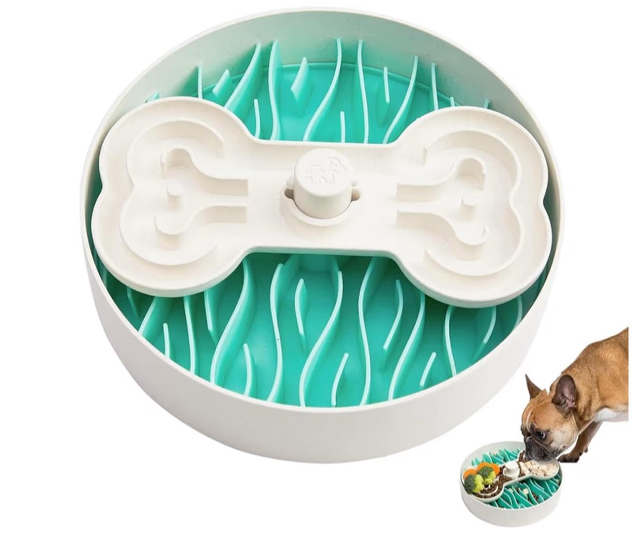 Puzzle Feeder Slow Feeder Dog Bowl - 9.8 Inches, Dry, Wet & Raw Food, Mealtime