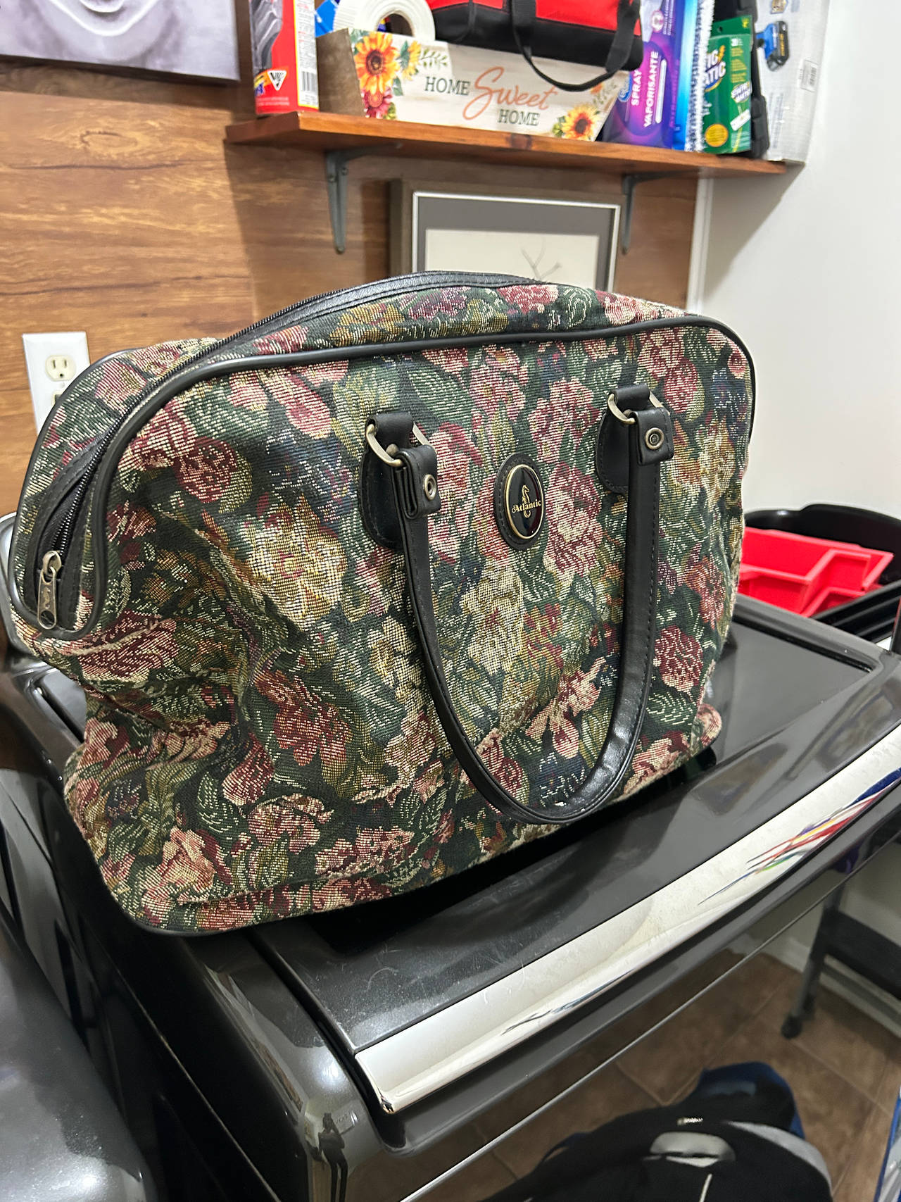 Vintage Atlantic Tapestry Floral Carry On Bag