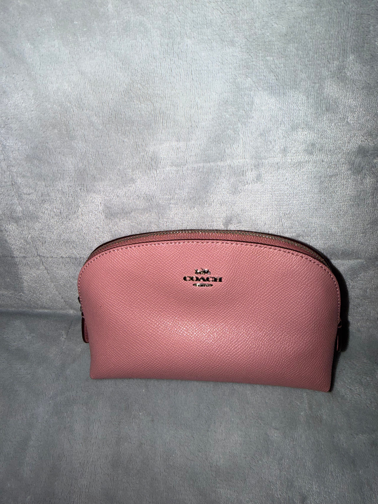 Coach Cosmetic Case 7in Pink Crossgrain Leather