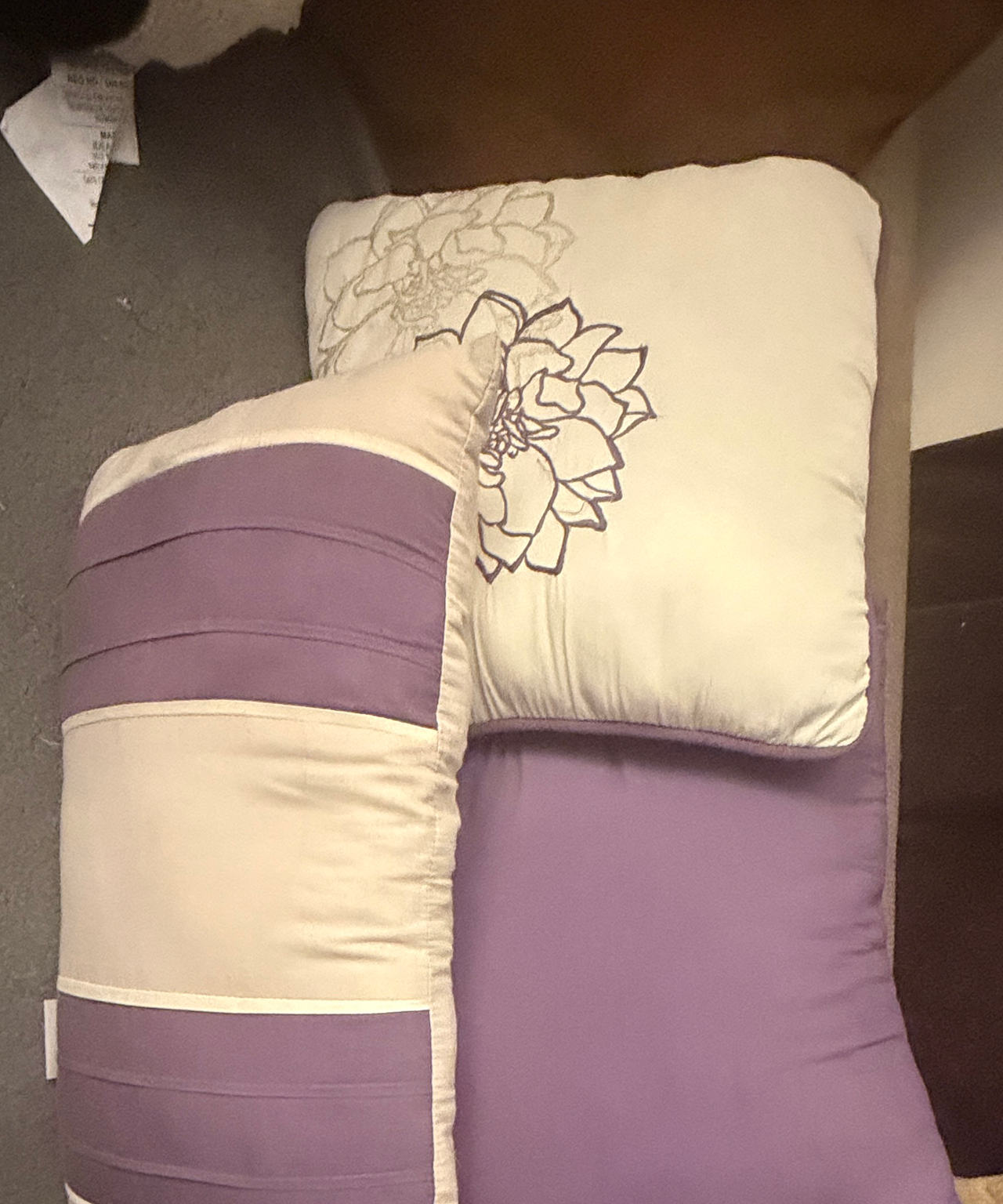 Purple and Cream Decorative Throw Pillow Set