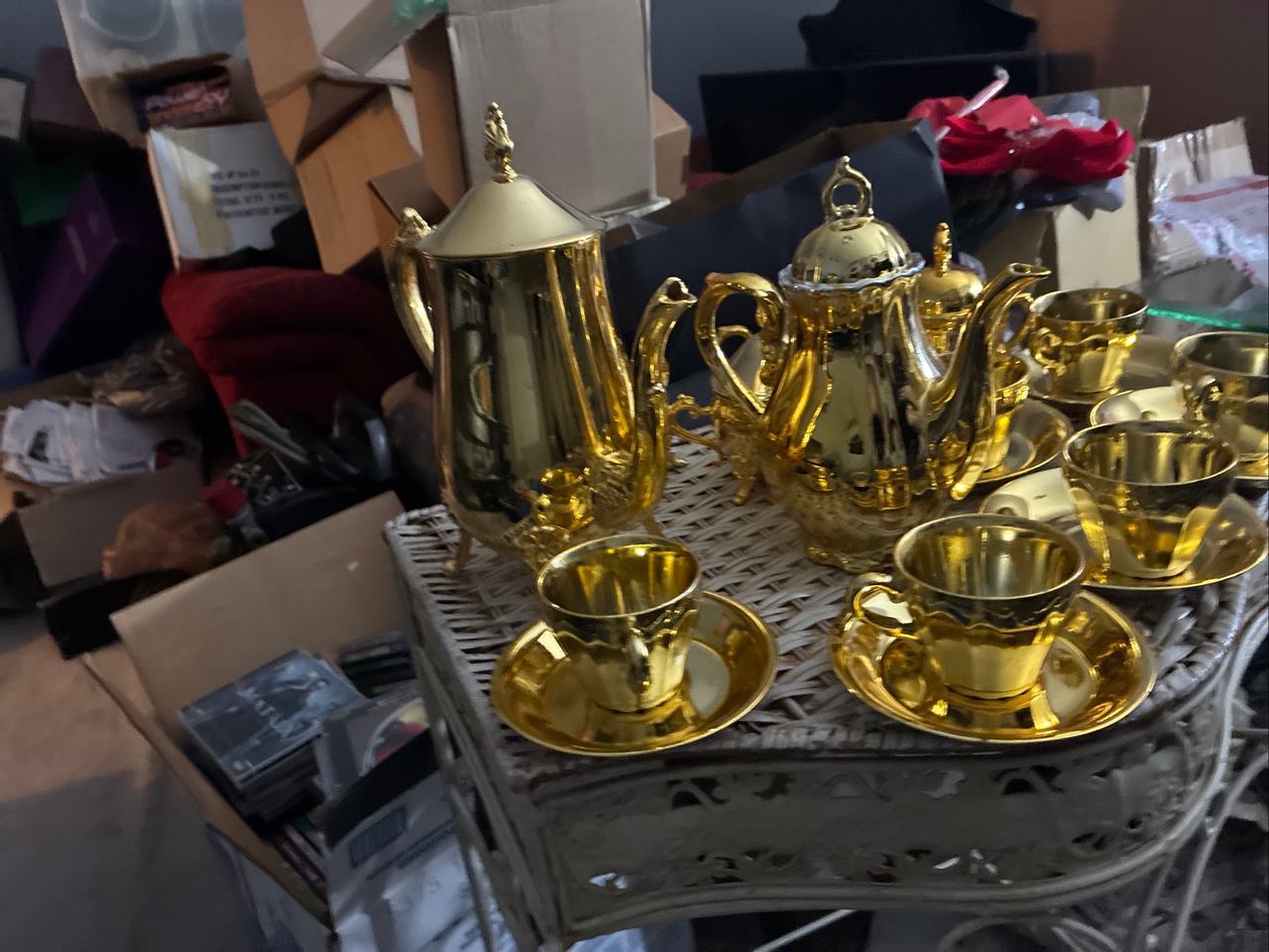 Vintage Gold Plated Ceramic Tea Set
