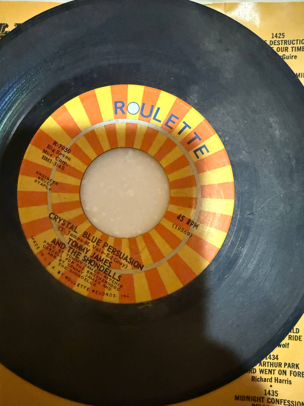 Tommy James and the Shondells - Crystal Blue Persuasion 7" Vinyl