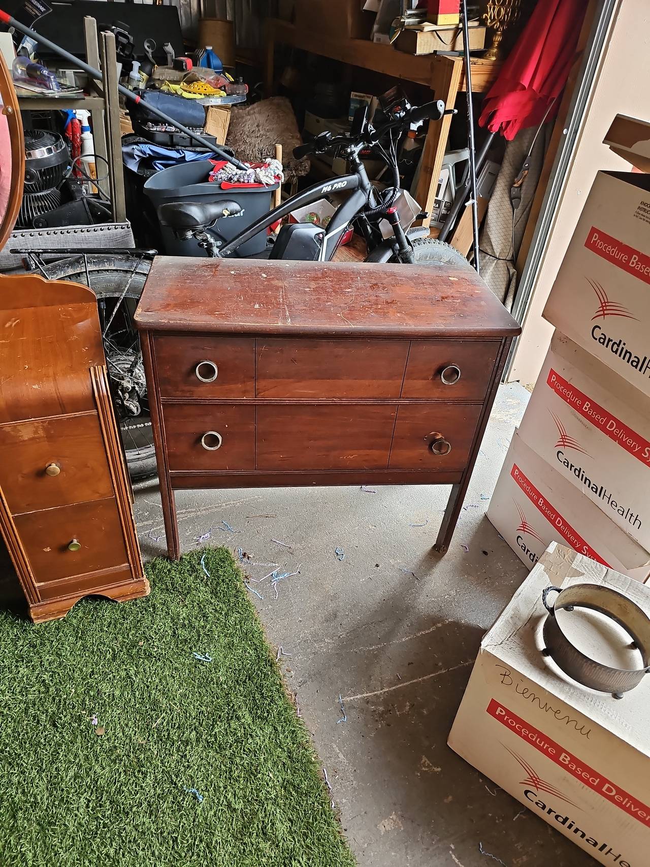 Vintage 2-Drawer Wood Dresser with Tapered Legs