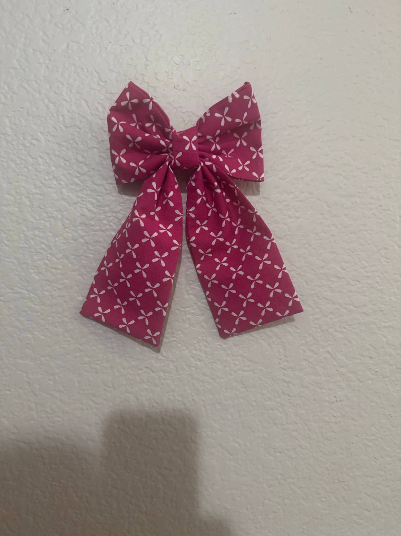 Pink Floral Fabric Hair Bow