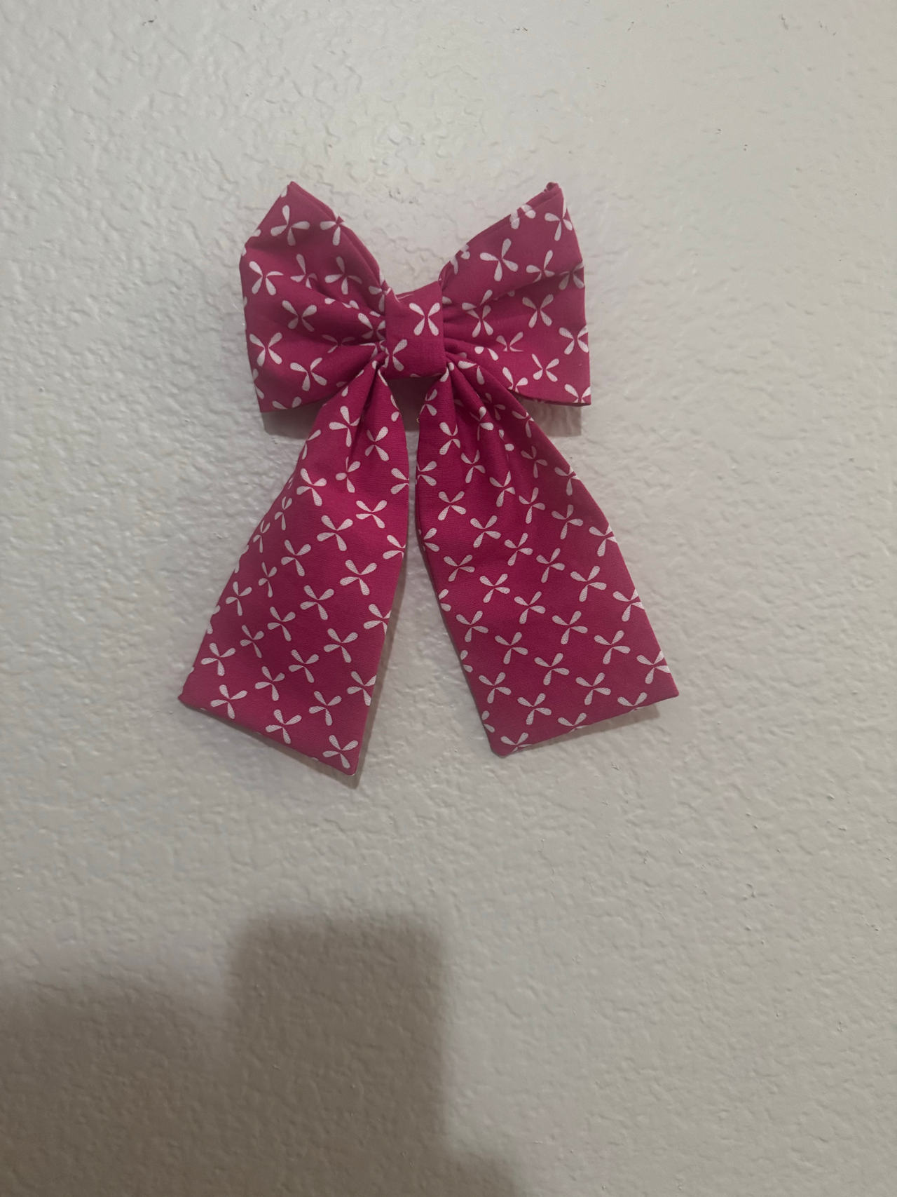 Pink Floral Fabric Hair Bow