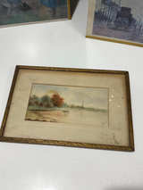Vintage Framed Watercolor Landscape Painting signed NAN - Image 1
