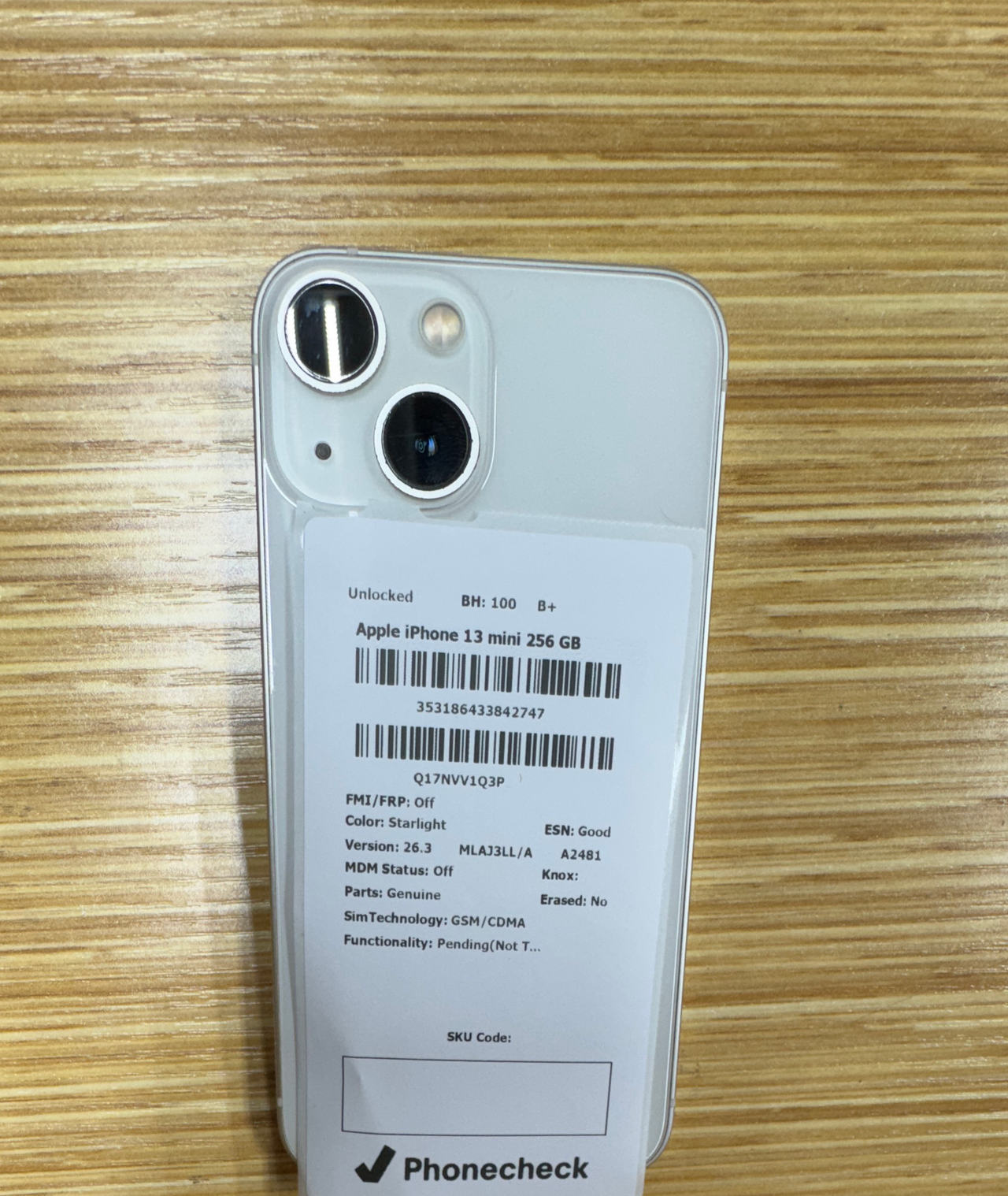 Apple iPhone 13 mini 256GB Starlight Unlocked 100% Battery