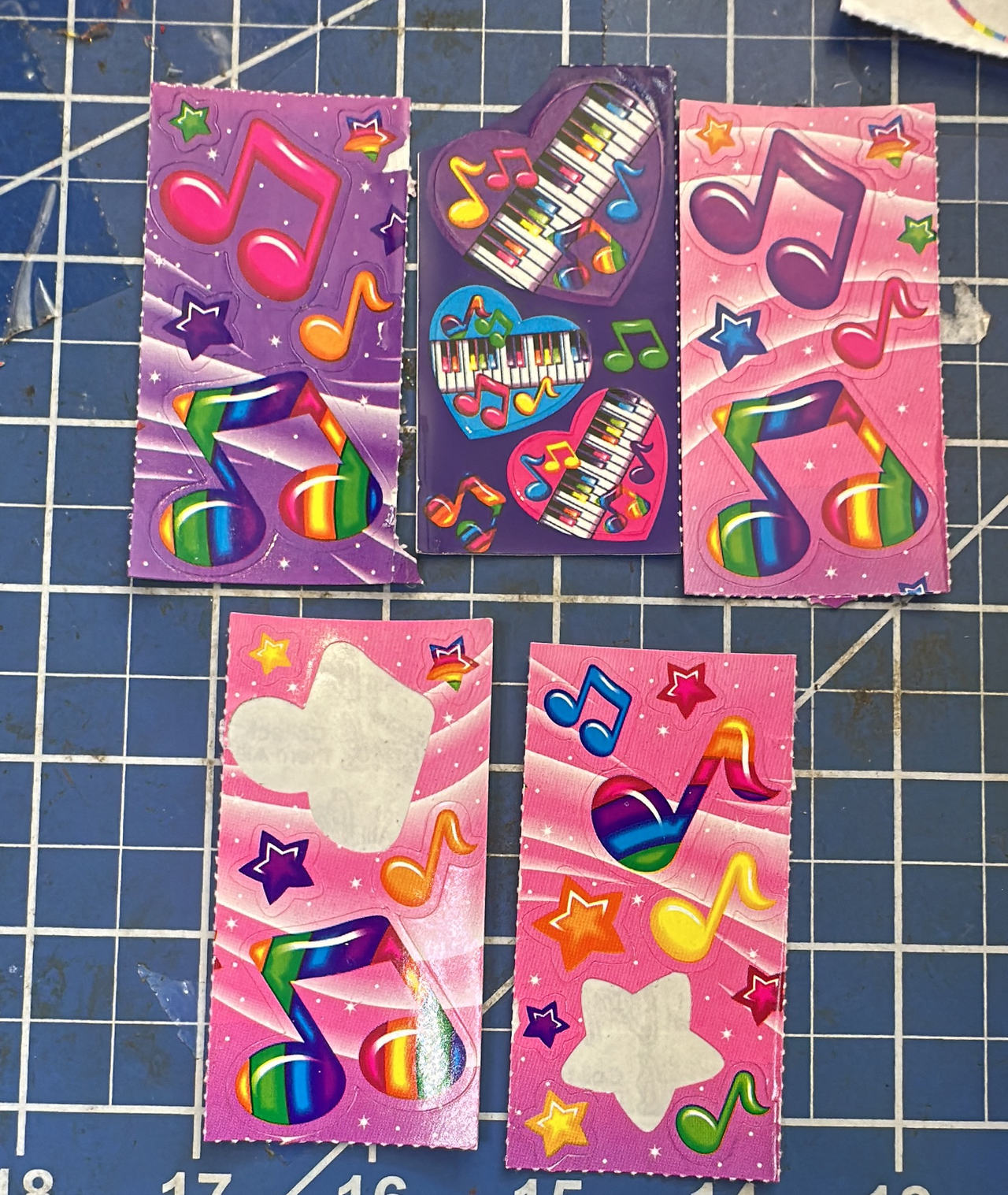 Lisa Frank vtg Music Note rainbow stickers 5 sheets