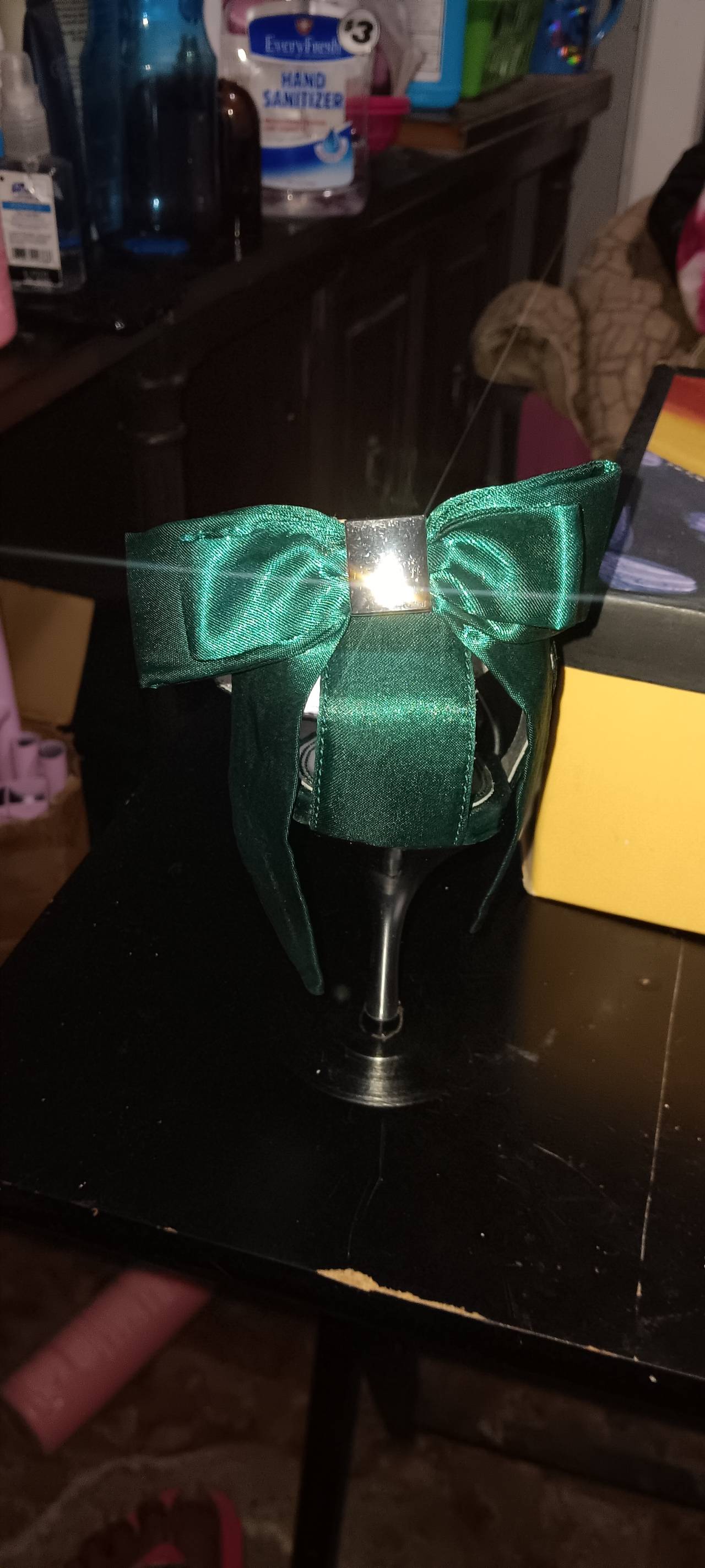 Fioni Emerald Green Satin Bow Heels