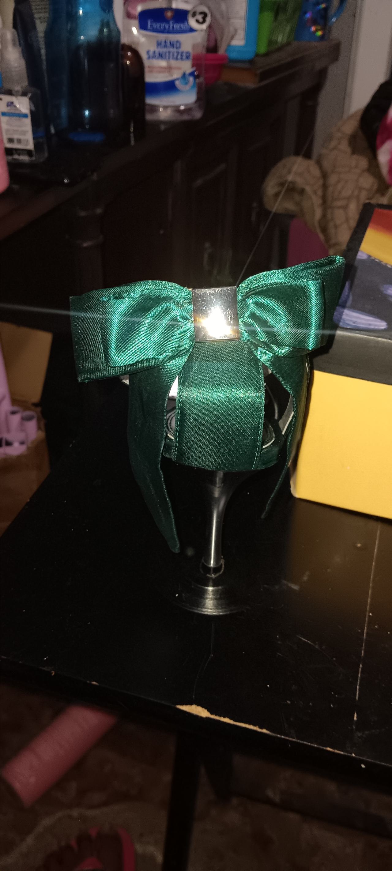 Fioni Emerald Green Satin Bow Heels