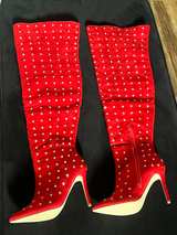Muccia All-Over Rhinestone Thigh High Boots - Image 7