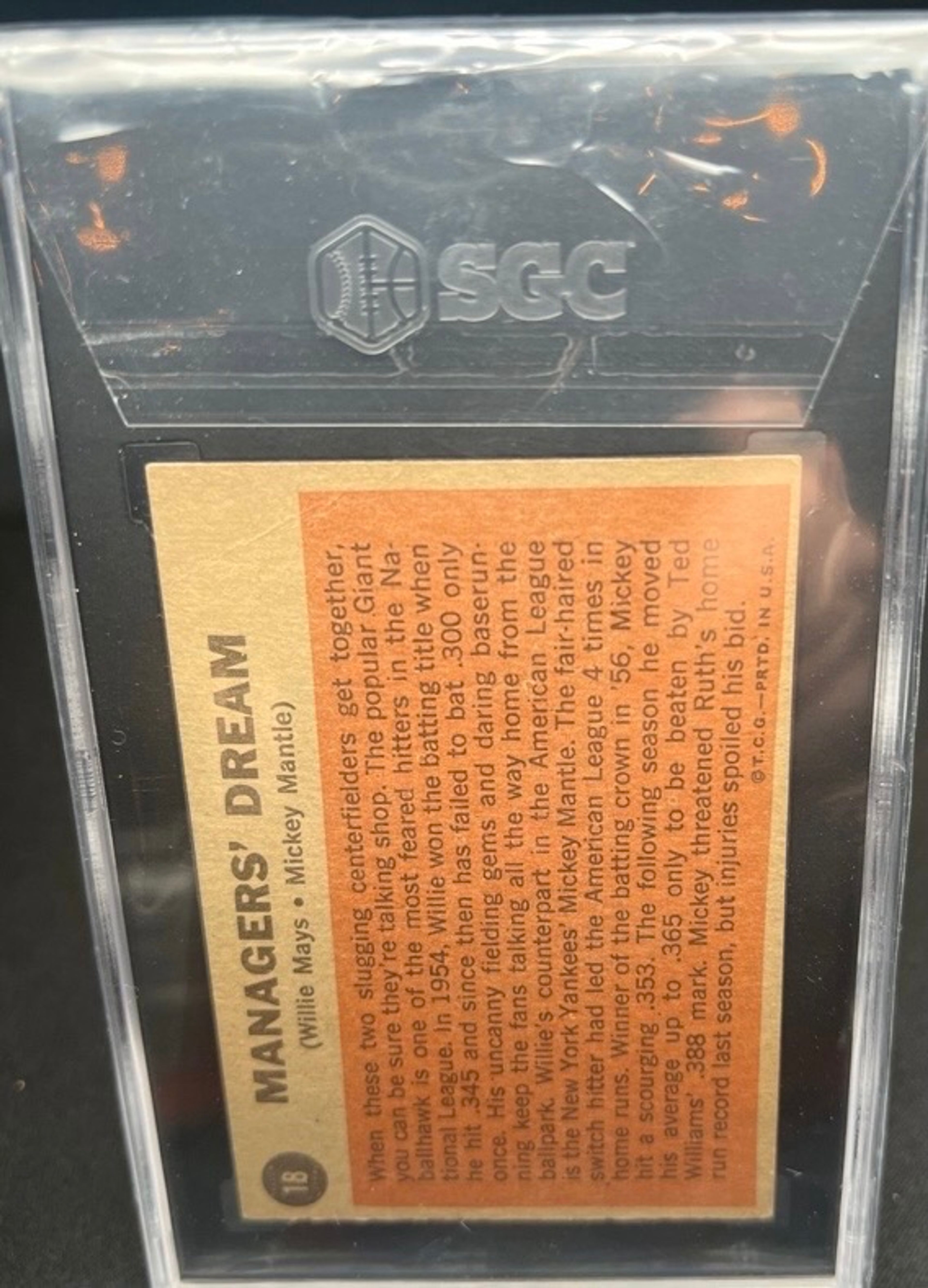 1962 Topps #18 Managers' Dream Mickey Mantle / Willie Mays SGC 3.5 - Image 2