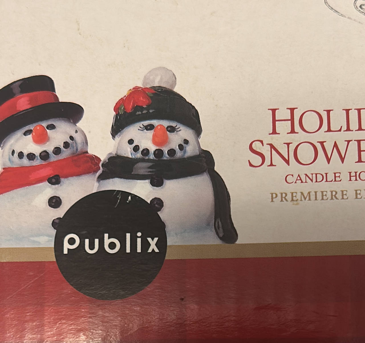 Publix Holiday Snowmen Candle Holder Premiere Edition