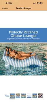FUNBOY Blue Stripe Inflatable Chaise Lounger - Image 2