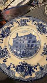 Staffordshire Blue Transferware Faneuil Hall Plate - Image 6