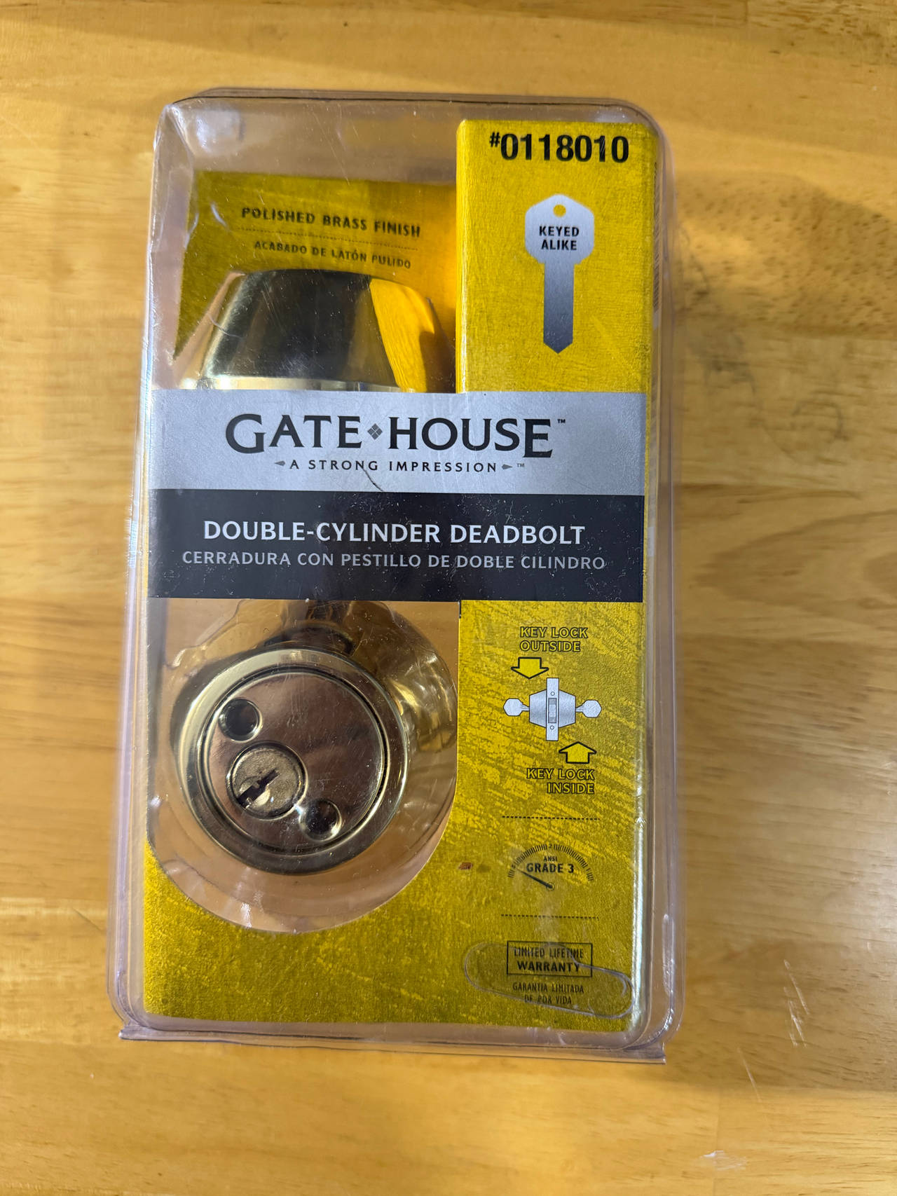 Gatehouse Double Cylinder Deadbolt Polished Brass