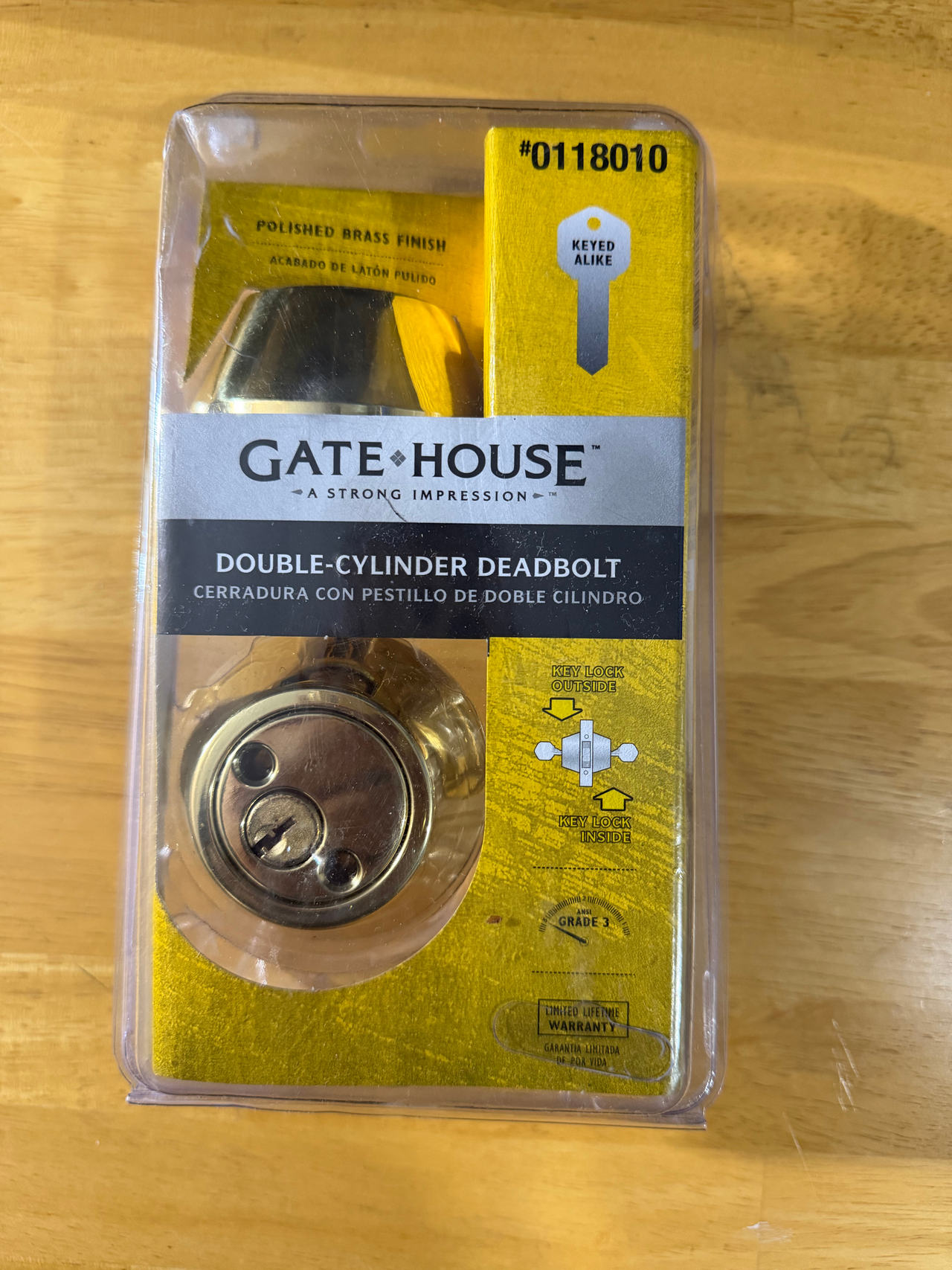 Gatehouse Double Cylinder Deadbolt Polished Brass