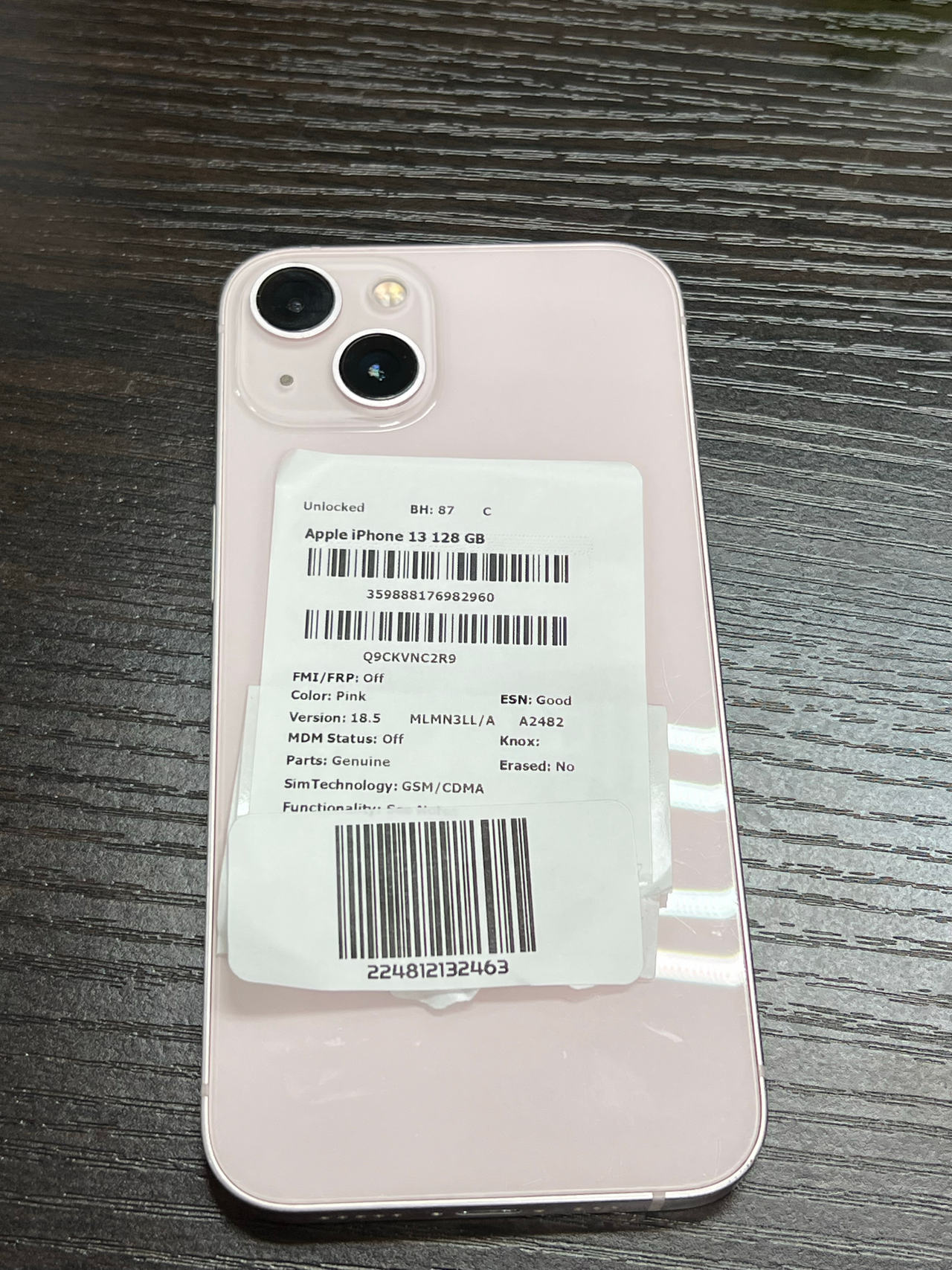 Apple iPhone 13 128GB Pink unlocked 87% battery health