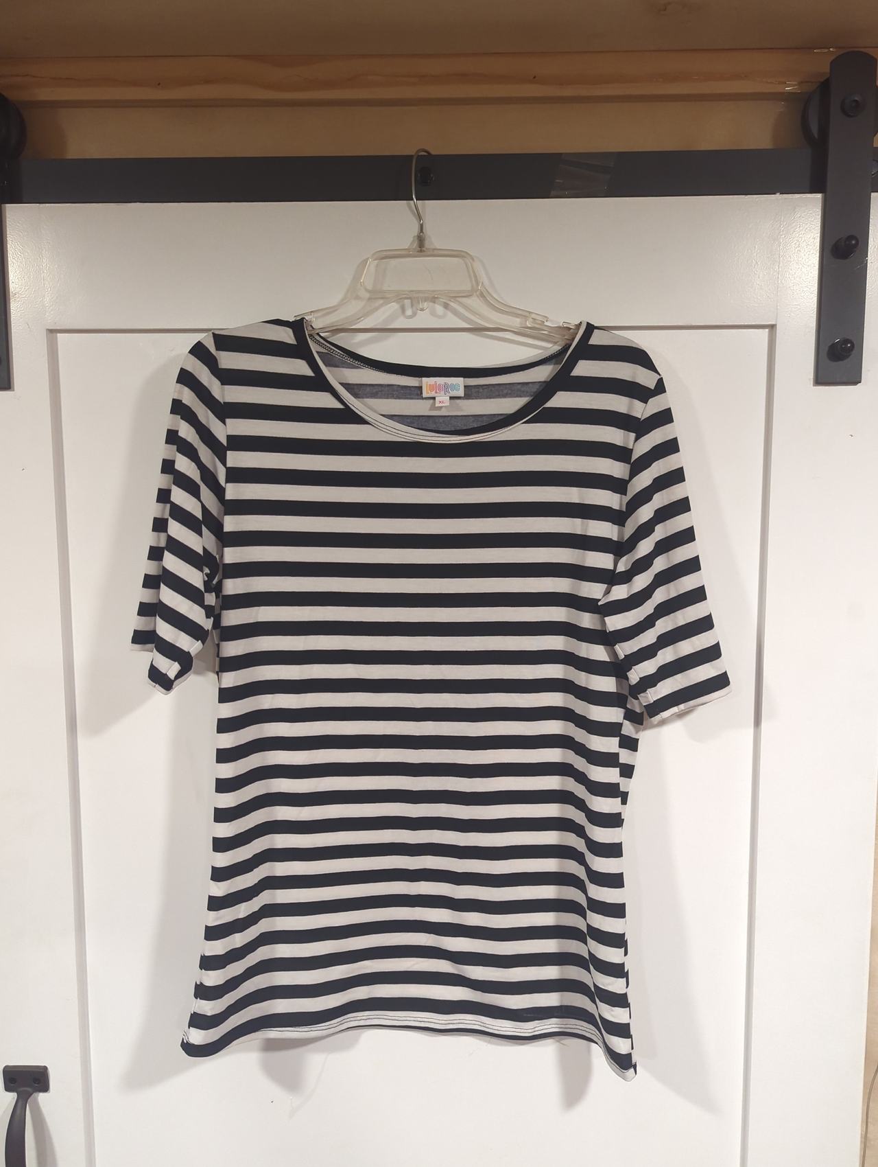 LuLaRoe Irma Tunic Black and White Striped