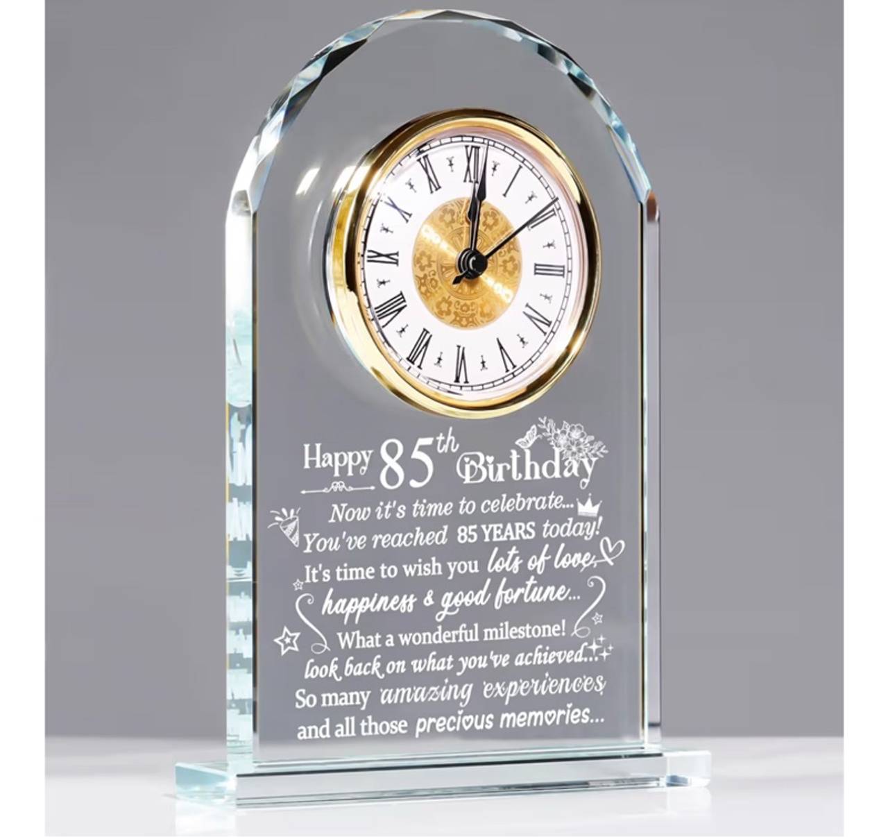 Happy 85th Birthday Quartz Clock Plaque Gifts for Women Men, 85 Years Old Birthd