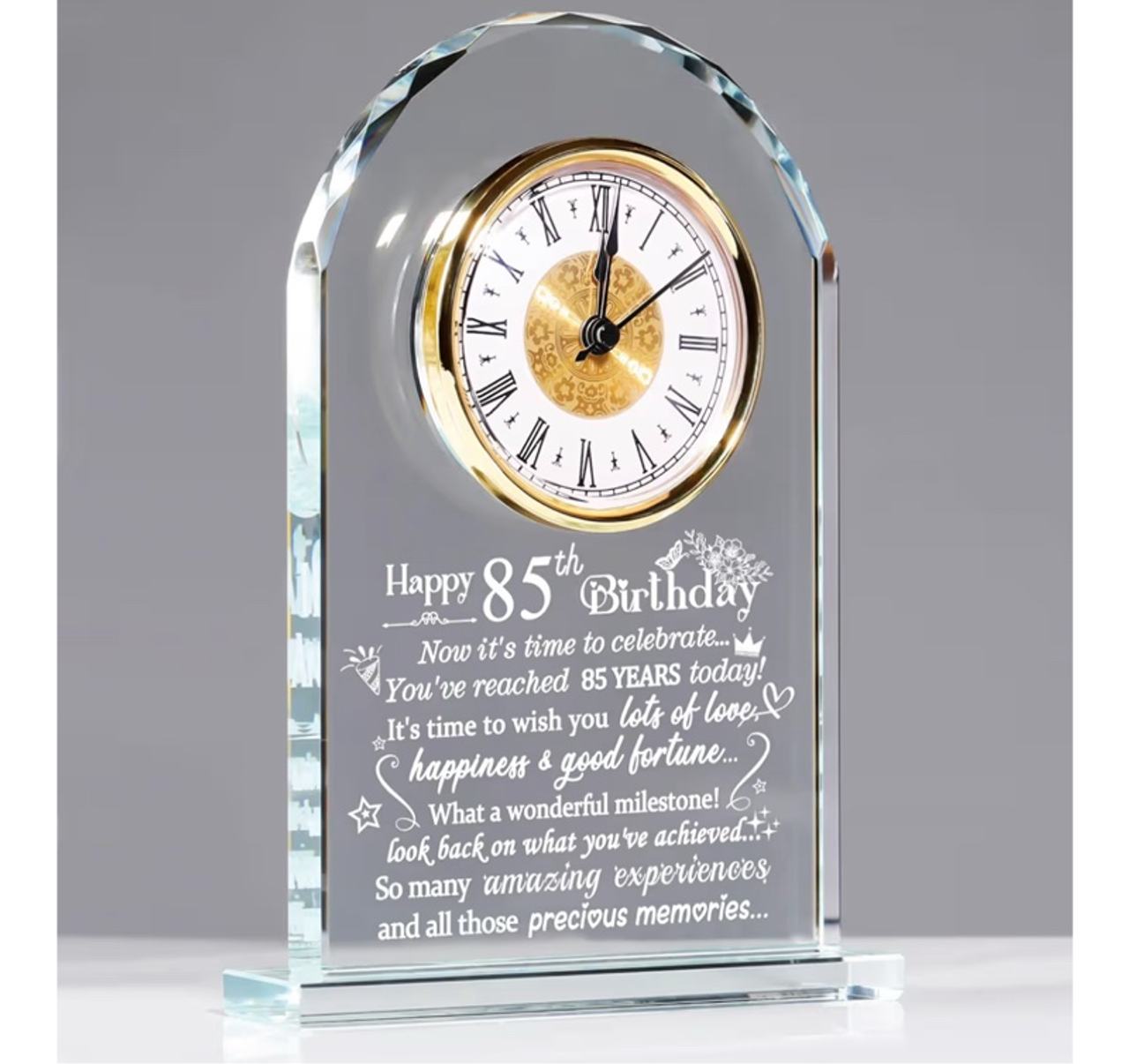 Happy 85th Birthday Quartz Clock Plaque Gifts for Women Men, 85 Years Old Birthd