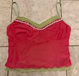Y2K Mesh Rose Embroidered Cami Top size M. - Image 1