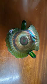 Fenton Green Carnival Glass Double Handled Bon Bon Dish - Image 5