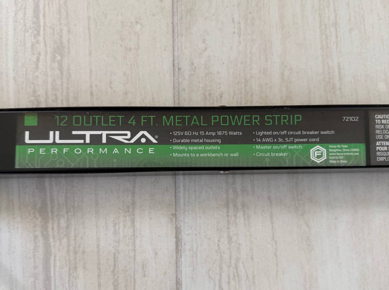 Ultra Performance 12 Outlet 4 Ft. Metal Power Strip Workshop Garage