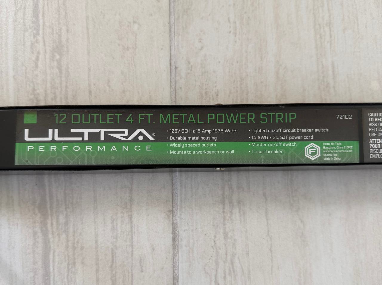 Ultra Performance 12 Outlet 4 Ft. Metal Power Strip Workshop Garage