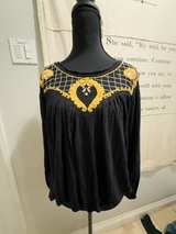 Free People Begonia Embroidered Black Blouse - Image 1