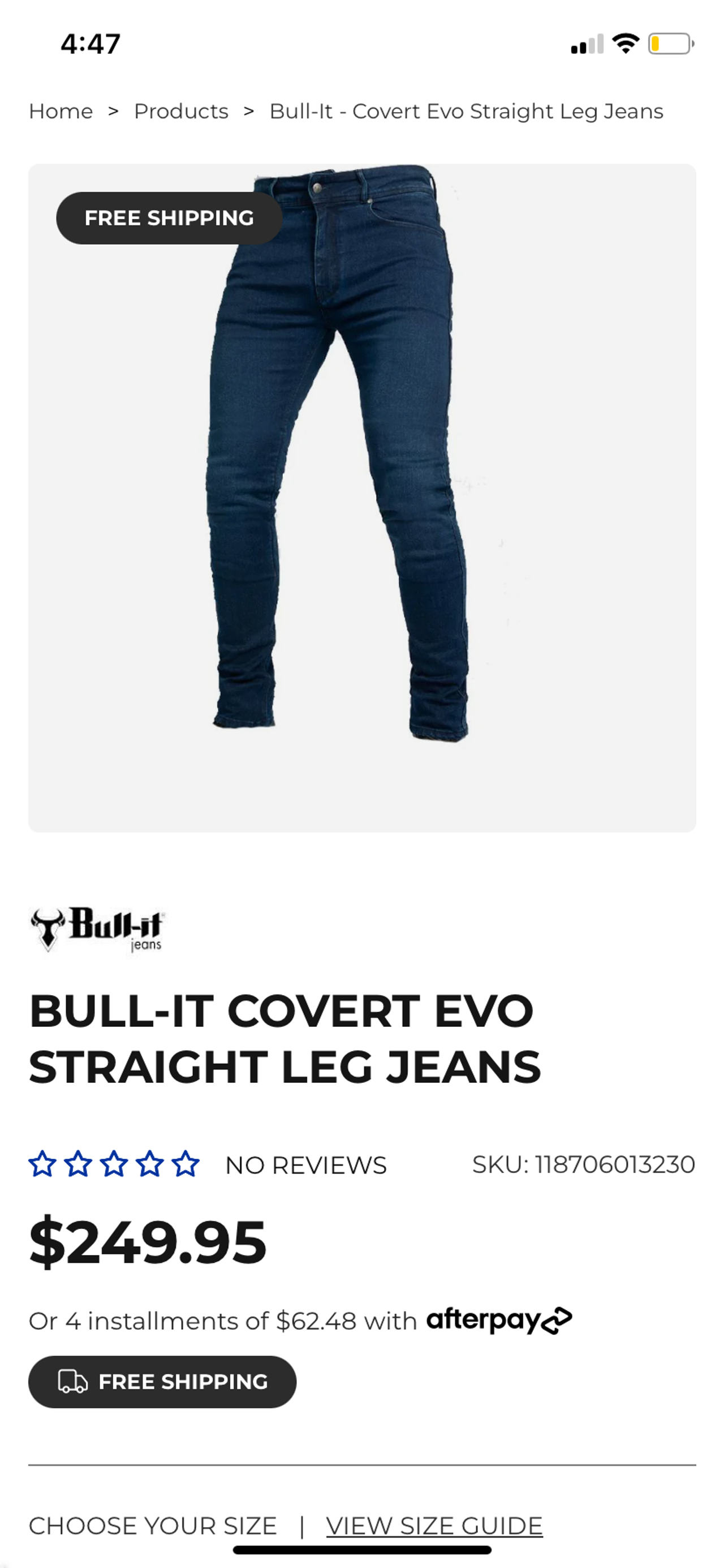 Bull-it Covert Evo Straight Leg Jeans size womens 10