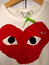 Comme des Garçons PLAY White T-Shirt with Red Heart Medium - Image 7
