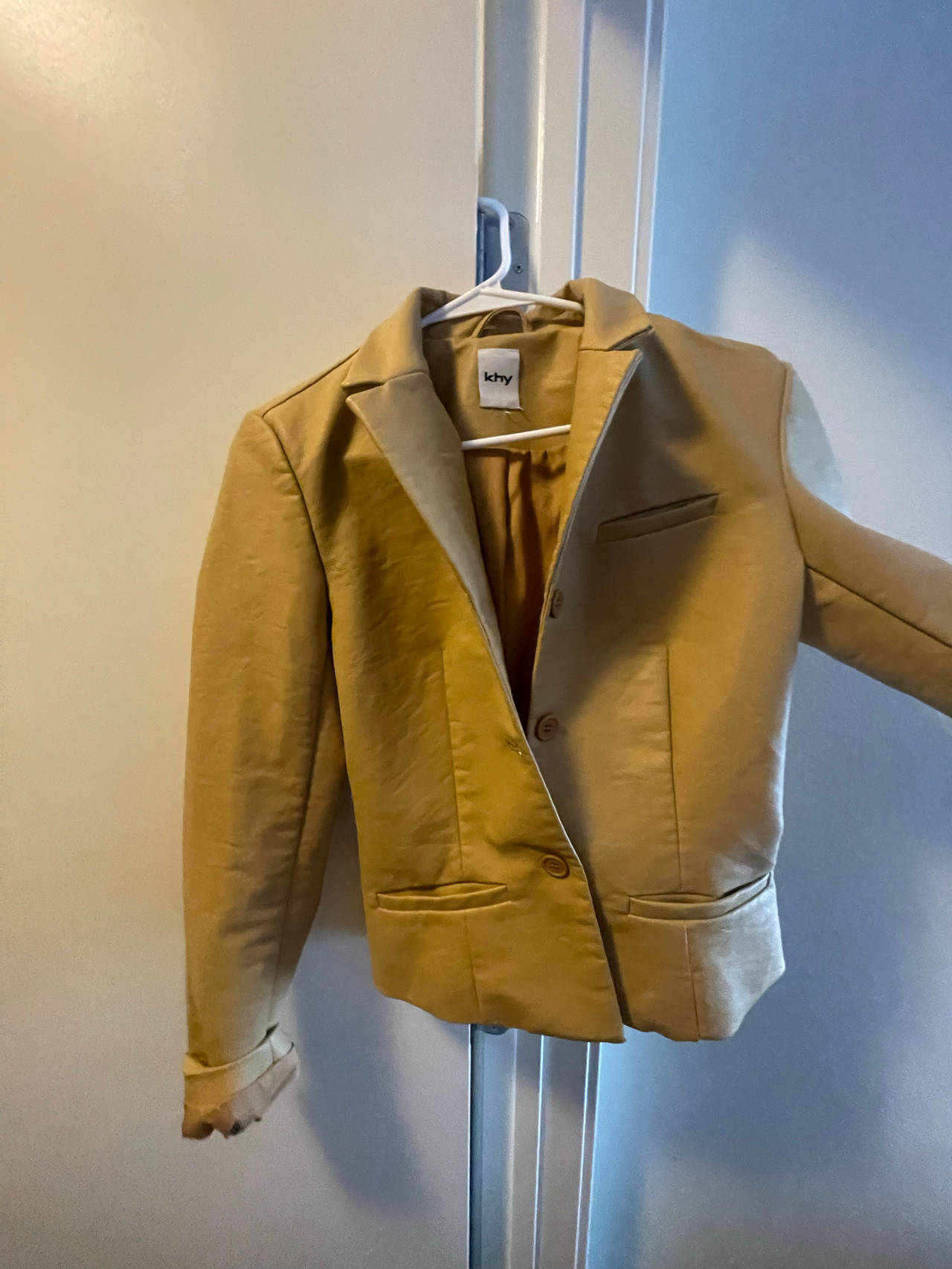 Khy Faux Leather Cropped Blazer