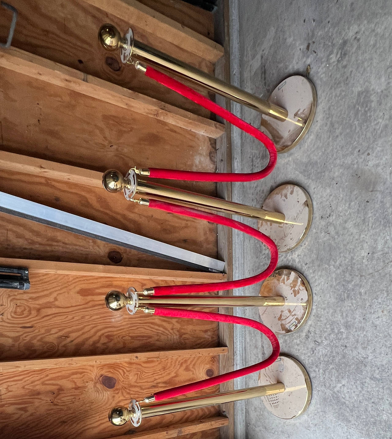 Gold Stanchion Set with Red Velvet Ropes