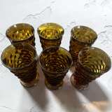 Vintage Indiana Glass Whitehall Amber Footed Tumblers - Set of 6 - Image 3