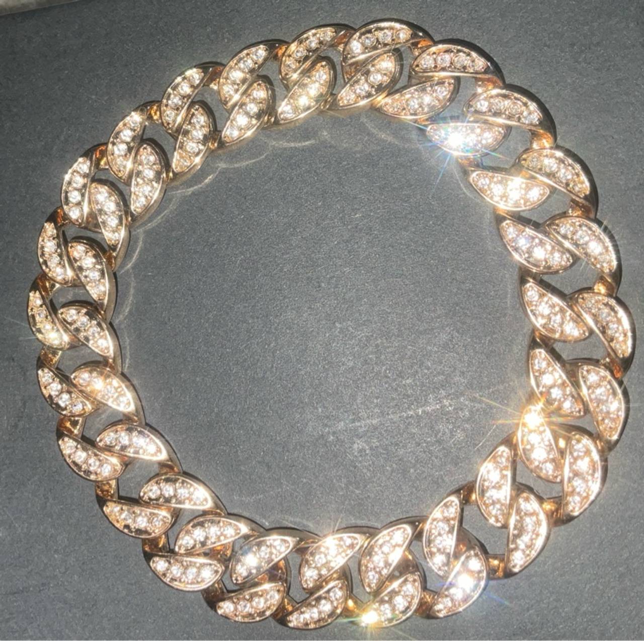 Cuban Link Chain Necklace Rose Gold 15mm 26-inch