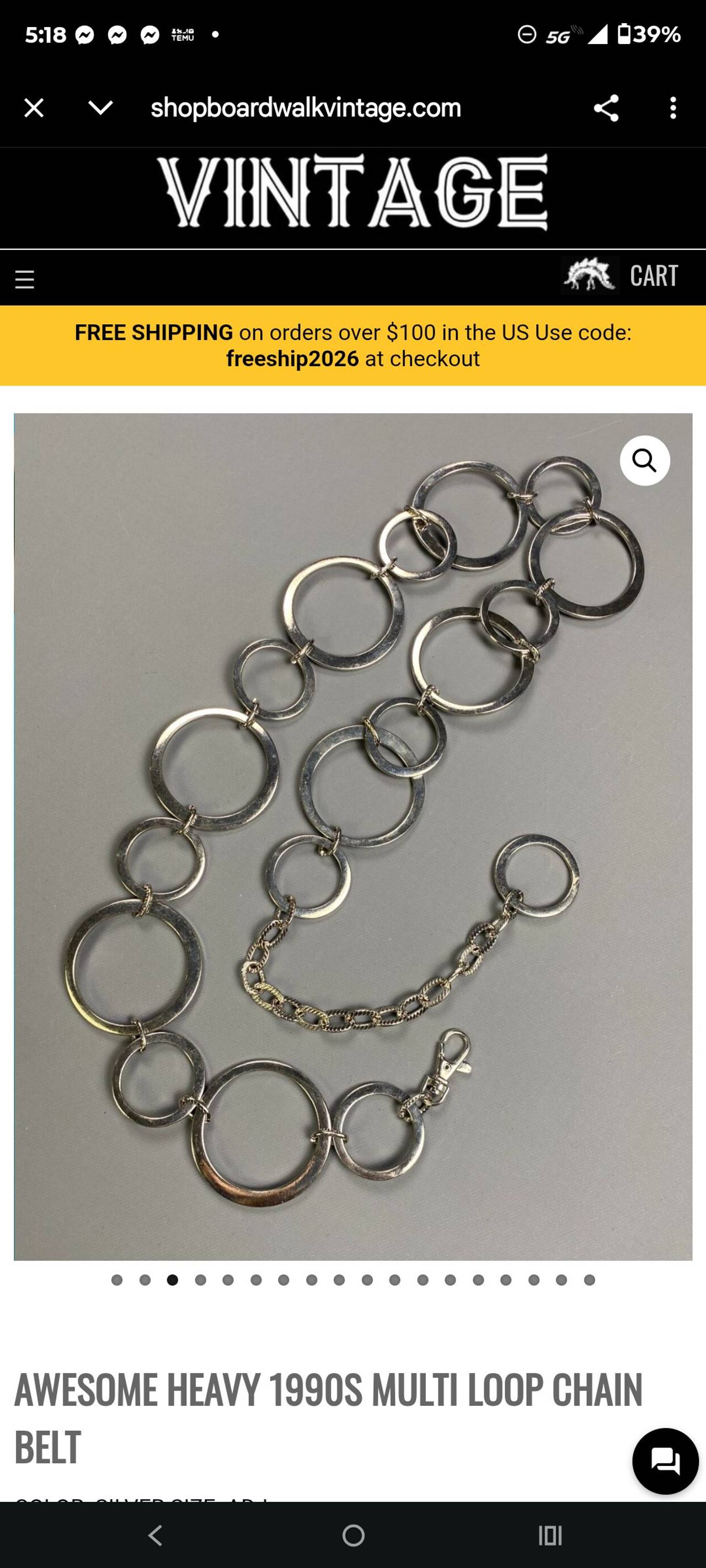 Vintage 1990s Multi Loop Chain Belt