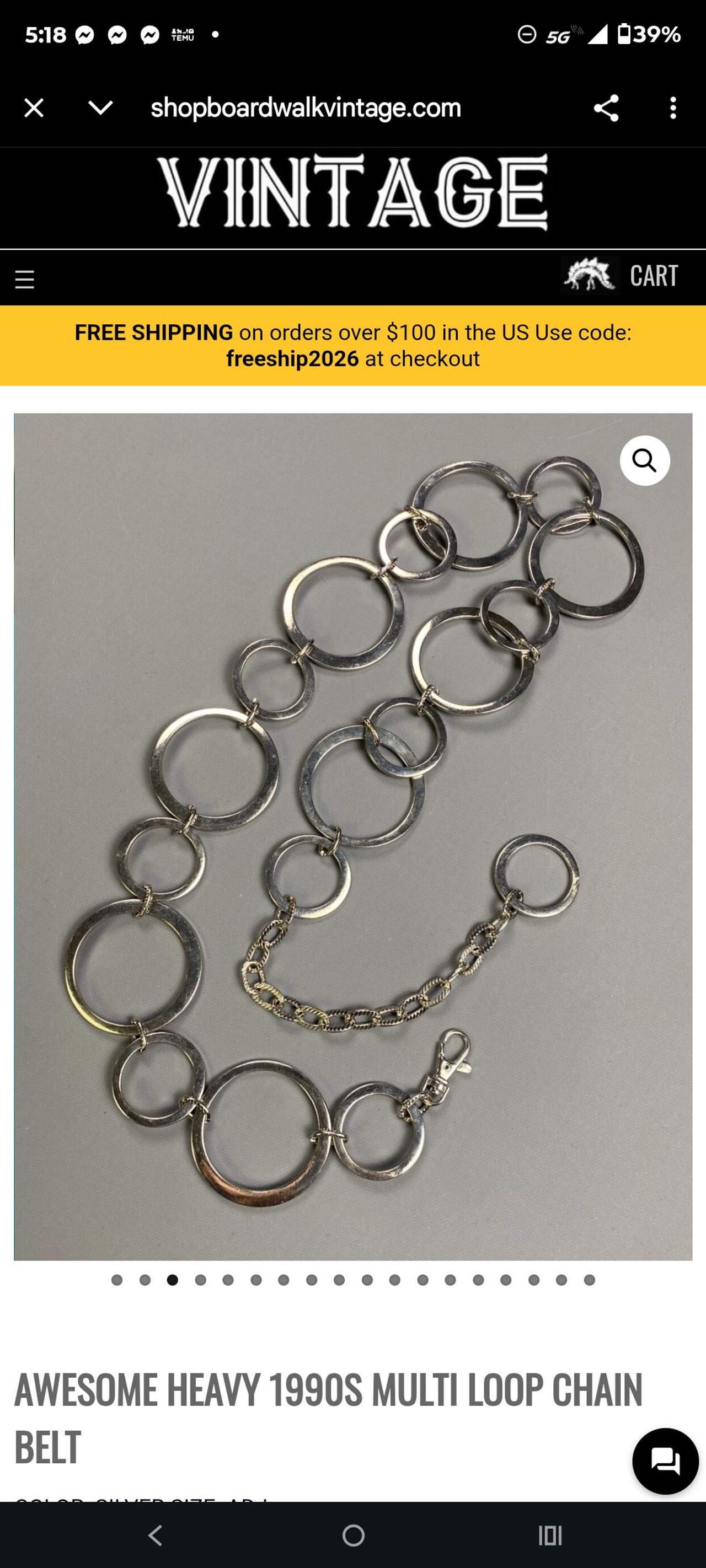 Vintage 1990s Multi Loop Chain Belt