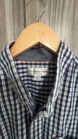 Cutter & Buck Men's Short Sleeve Gingham Shirt size large blue grey white - Image 2