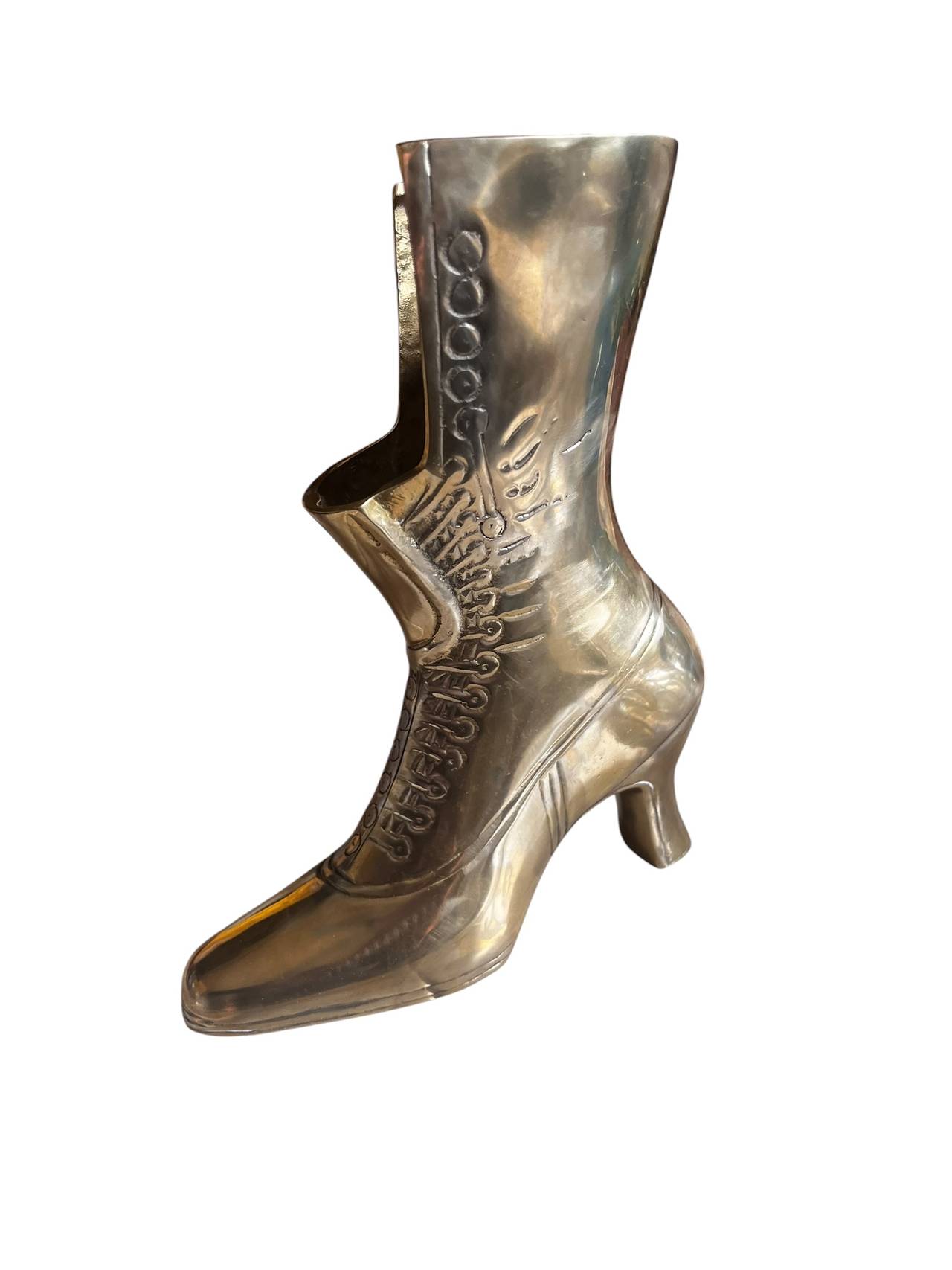 Vintage Brass Victorian Boot Vase