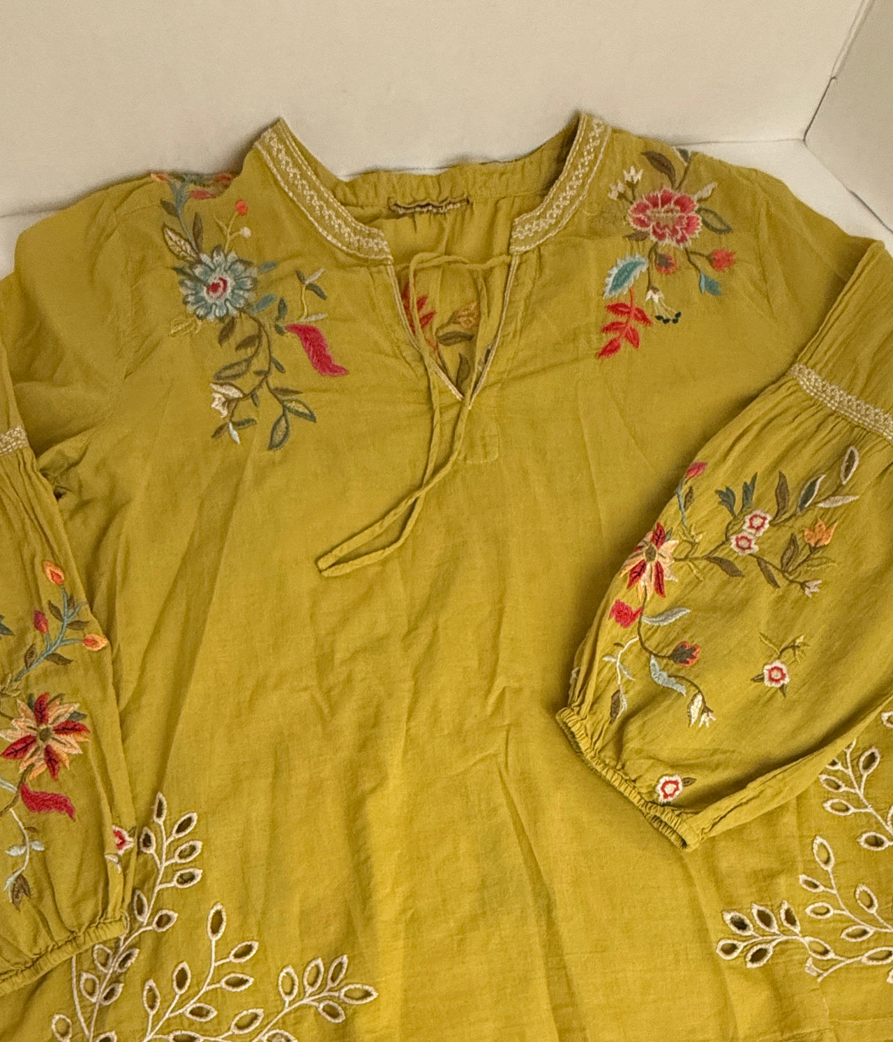 Johnny Was Embroidered Floral Peasant Blouse medium