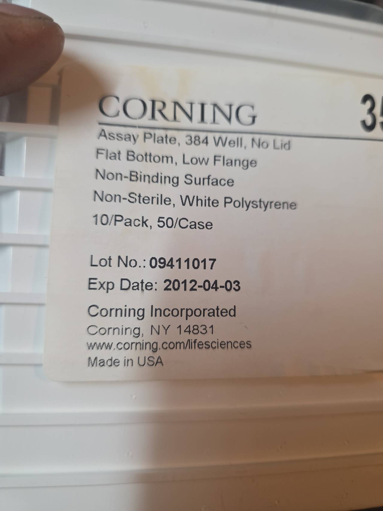 Corning 3574 384-Well White Flat Bottom Polystyrene NBS Microplate