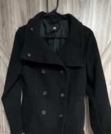 H&M Women's Double-Breasted Peacoat Size 8 Eu 38 Black GUC - Image 1